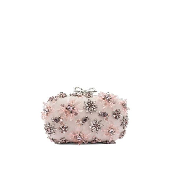 SELF-PORTRAIT Handbags - SELF-PORTRAIT Crystal Embellished Clutch Bag Women PINK Clutches